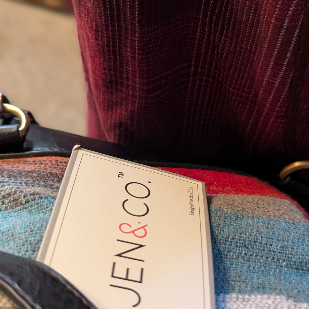NWT Jen & Co Vegan/Aztec Flannel Drawstring Closure  Backpack - Picture 9 of 10